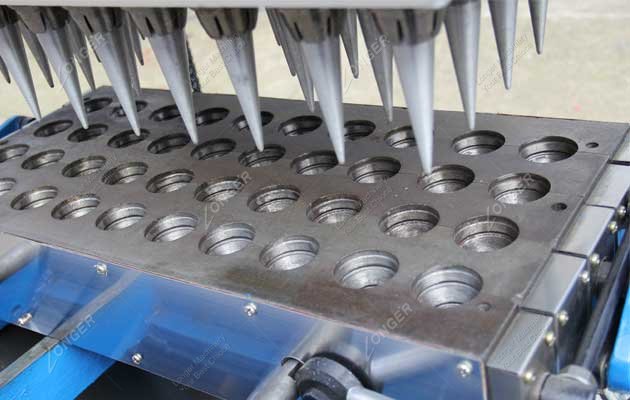 The ice cream cone wafer making machine is used for making the cones of the ice cream .The cone is from flour and egg ,then filling paste into the hole .